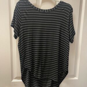 Halogen Black and White Striped Short Sleeve Tee